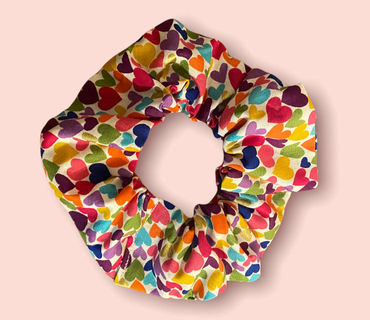 Rainbow Heart Scrunchie